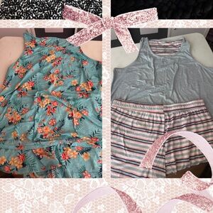 Floral and Striped Pajama Sets (2 Sets, 4-pieces)